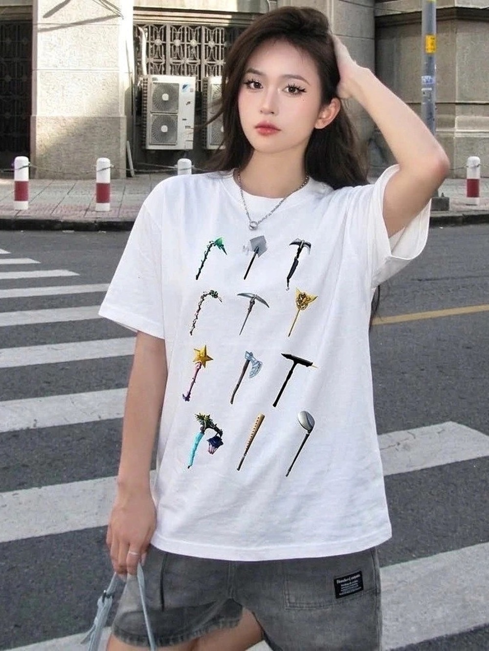 Fortnite Pickaxe Print White T-Shirt – Gaming Style